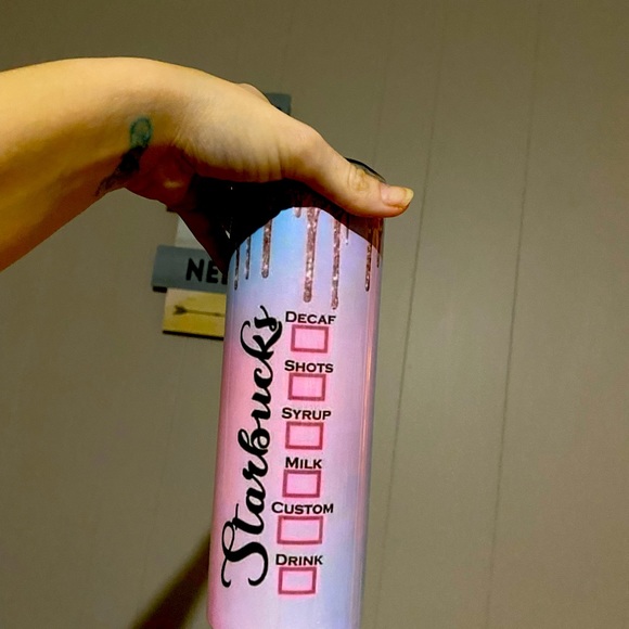 NIB STARBUCKS OMBRE PINK GLITTER DRIP 20oz skinny nREAD DESCRIPTION PLEASE - Picture 2 of 4